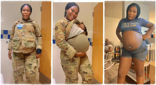 Kaxandre, who is a soldier, showed her big baby bump. Photo: @kaxandre7. Source: UGC