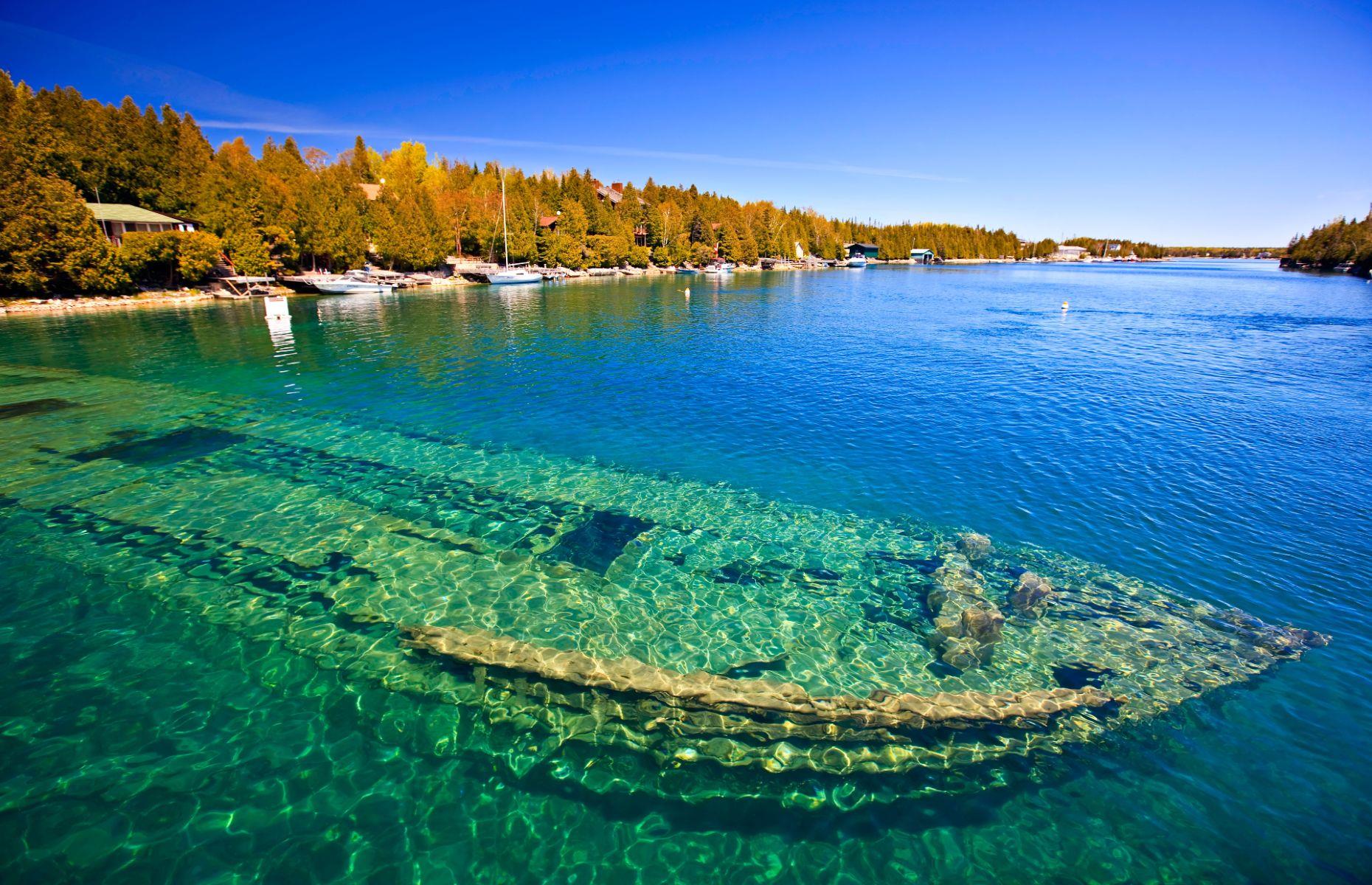 <p>Lake Huron might be entirely inland, but the extraordinary number of shipwrecks at Fathom Five suggest it was just as treacherous for skippers as anywhere on the high seas. Maritime archaeologists have swept away the silt to uncover 24 sunken vessels, from the Avalon Voyager II – in water so shallow it can be viewed by snorkelers – to the 217-foot (66m) steamer Forest City. The area is famous for its scuba diving, but you can stay dry and see the wrecks too, since glass-bottom boat tours pass over the 19th-century ships Arabia and Sweepstakes.</p>