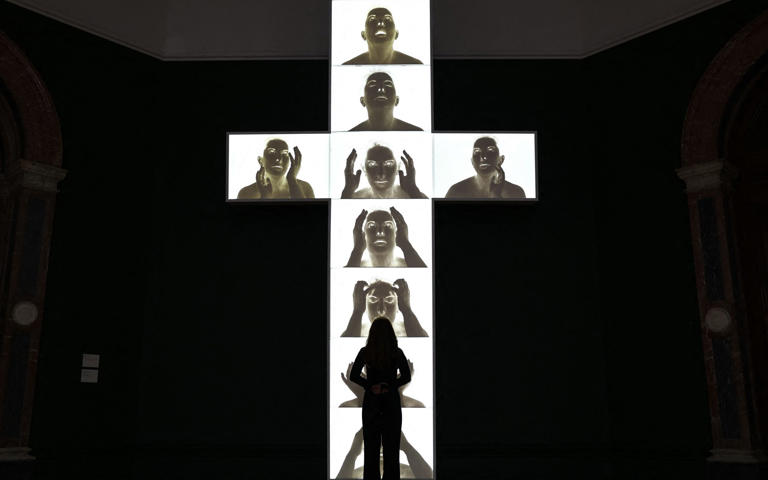 Four Crosses is set up at the Royal Academy of Arts - AFP/HENRY NICHOLLS