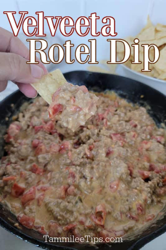 3 Ingredient Velveeta Rotel Dip with Ground Beef