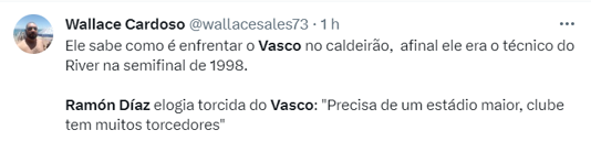 Falou o que pensa AO VIVO: Ramón Díaz não poupa palavras para falar da torcida do Vasco e faz afirmação surpreendente