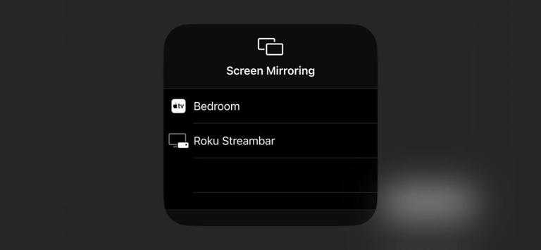 The Screen Mirroring menu on the iPhone. Screenshot by Mike Sorrentino/CNET