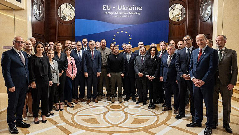 President Volodymyr Zelenskyy attended the extraordinary meeting of EU foreign affairs ministers in Kyiv. European Union, 2023.