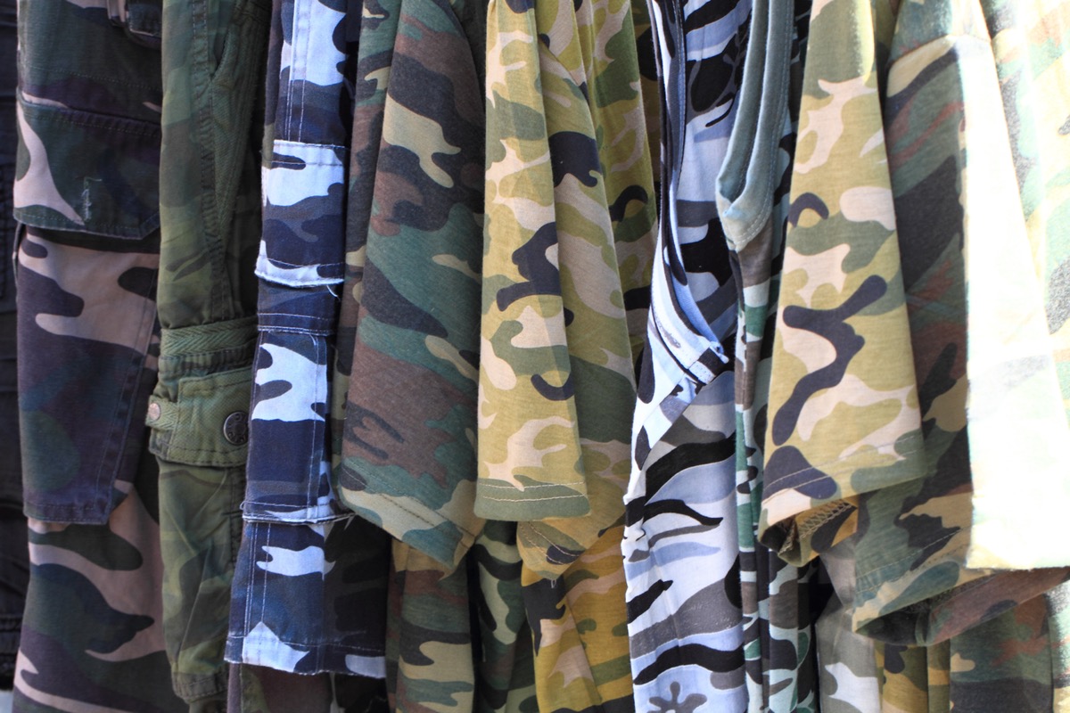 <p>Several of the experts we spoke to said that you should also leave all camouflage clothing items behind when you go on a cruise.</p><p>"Camouflage clothing is a big no for cruises," says <strong>Sarah Murphy</strong>, an outdoor adventure expert, professional travel photographer, and founder of <a rel="noopener noreferrer external nofollow" href="https://www.exploremorenc.com/">Explore More NC</a>. "It is not just a fashion statement—in destinations such as Jamaica, Antigua, and St. Lucia, wearing such apparel is reserved exclusively for military personnel," she explains.<strong>Suzanne Bucknam</strong>, CEO of the travel site <a rel="noopener noreferrer external nofollow" href="https://connecticutexplorer.com">Connecticut Explorer</a>, agrees that camouflage clothing should be nixed from your suitcase, and adds that it's always wise to learn the local customs in the various places you may visit. "For example, some Catholic churches require visitors to cover their upper arms, and skirts or shorts must be longer than knee-length," she notes.<p><strong>RELATED: <a rel="noopener noreferrer external nofollow" href="https://bestlifeonline.com/clothing-items-not-to-wear-through-airport-security-news/">7 Clothing Items to Never Wear Through Airport Security, Experts Say</a>.</strong></p></p>