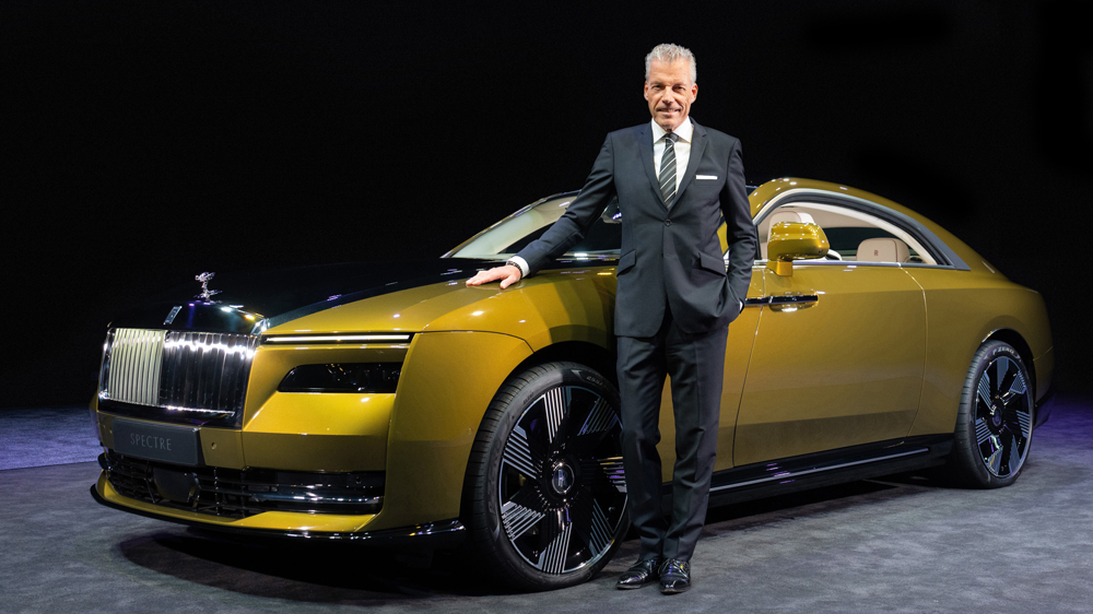 Torsten Müller-Ötvös at the reveal of Spectre, the first all-electric model from Rolls-Royce.