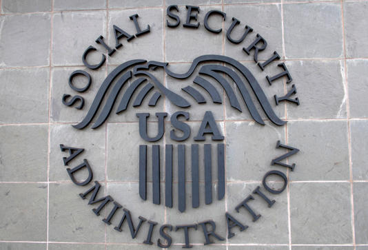The logo of the US Social Security Administration is seen outside a Social Security building, November 5, 2020, in Burbank, California. VALERIE MACON/AFP via Getty Images