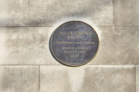 A plaque to Mary Prince at Senate House, London
