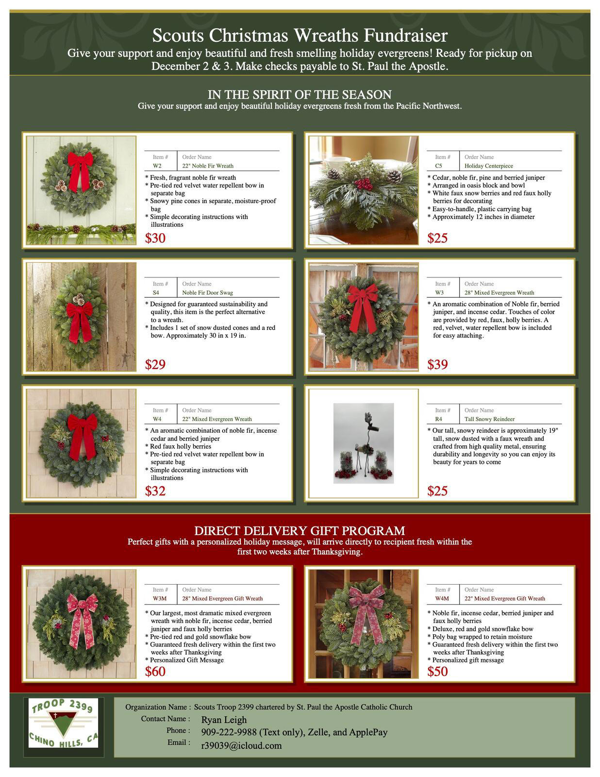 (Boy Scout Wreath Fundraiser 2023. Preserve at Chino
