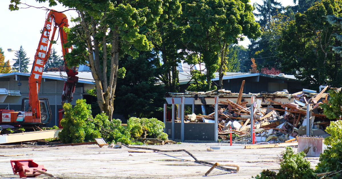 Demolition about halfway done on SeaTac’s old Tyee High School