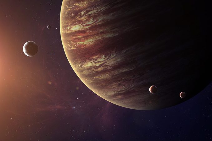 The Jupiter from space showing all they beauty. Extremely detailed image, including elements furnished by NASA. Other orientations and planets available.
