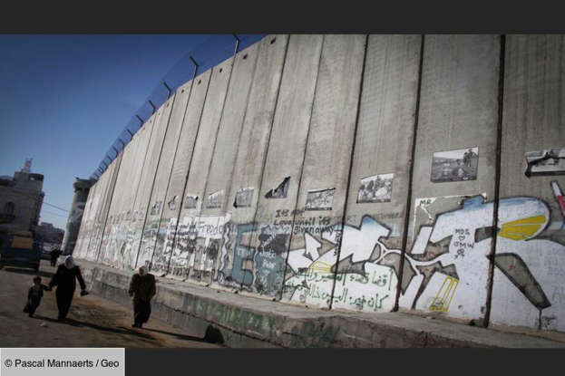 Le mur de séparation entre Israël et la Palestine, long de plus de 700 km. Ici à Bethléem, en Cisjordanie.