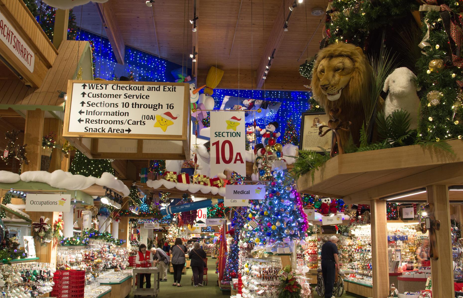 <p>Crazy about Christmas? You’ll find all your festive dreams come true as soon as you step through the doors of Bronner’s Christmas Wonderland in Frankenmuth, Michigan. Kitsch doesn’t begin to cover the sparkly scenes within what is the largest year-round Christmas store in the world. The vast showroom covers 2.2 acres, while its total grounds measure 27 acres – including three giant Santas, a snowman and Christmas Lane, which is lit up by 100,000 fairy lights every evening. The family-run enterprise, which started in 1945 and has 700 employees in peak season, is clearly onto something as it welcomes two million customers every year.</p>