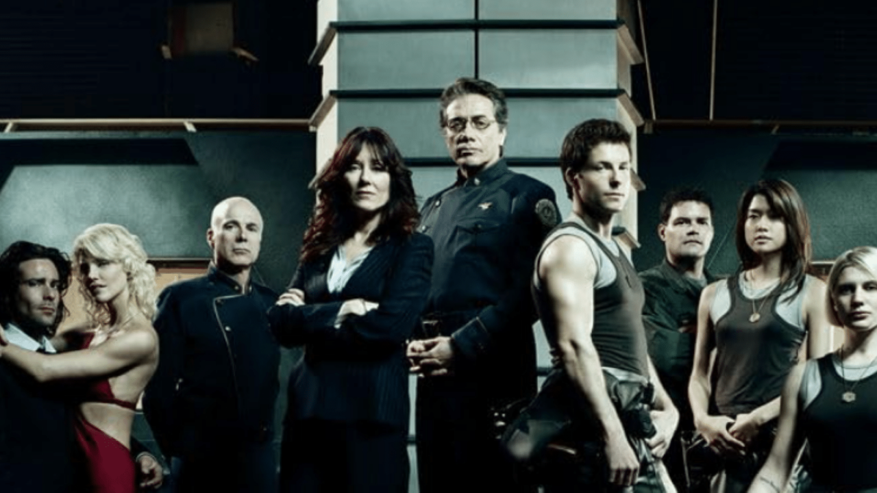 <p><em><span>Battlestar Galactica</span></em><span> is an apocalyptic sci-fi series about the ongoing war between the humans and man-made Cylons. The first episode, which follows the miniseries that introduced the reboot of the 1970s series, shows the humans aboard the Galactica frantically trying to evade the Cylons as they travel across the galaxies at light speed. </span></p>
