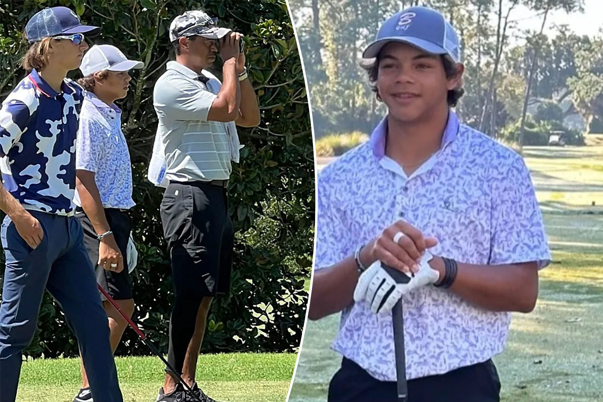 Tiger Woods caddies for son Charlie’s big golf moment