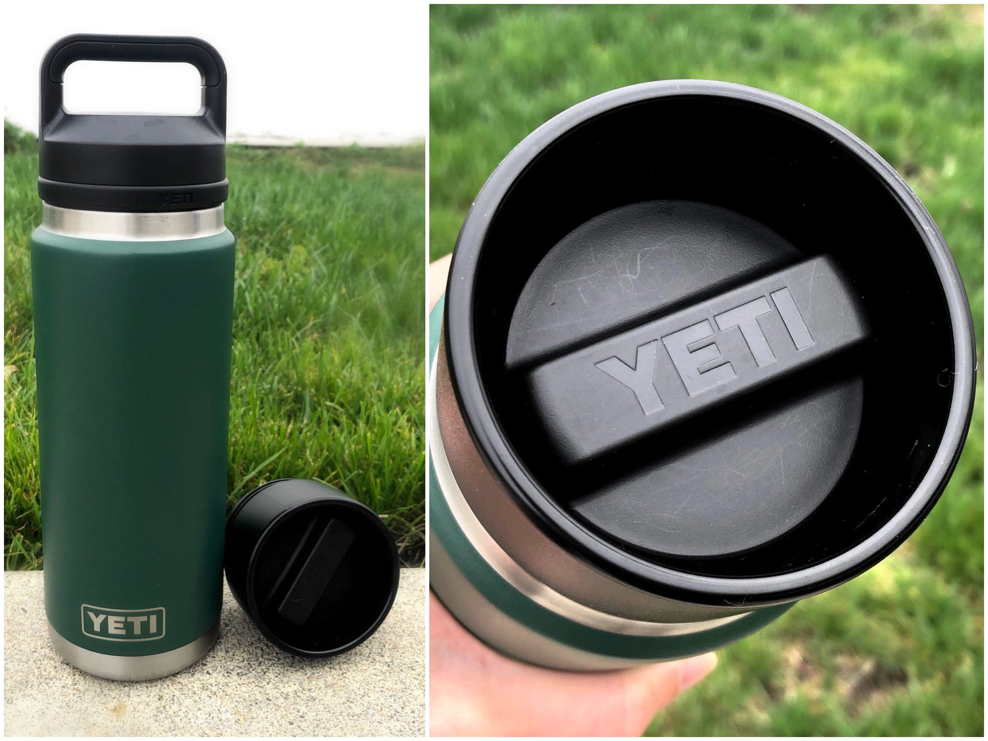 <h3>Yeti 26-oz. Rambler Bottle</h3><div class="bi-product-card"><div class="product-card-options"><div class="product-card-option"><div class="product-card-button"><a href="https://affiliate.insider.com?amazonTrackingID=biipgf_051517_best-travel-mugs-20&h=e84b41ccad2439cb5062382871b215ff7e8798caee27f2d99206d9ca5f442f01&platform=msn_reviews&postID=61b8efc6f2a36b1ac9f41c50&postSlug=guides%2Fkitchen%2Fbest-travel-mug&site=in&u=https%3A%2F%2Fwww.amazon.com%2Fgp%2Fproduct%2FB0842S56G8%2F&utm_source=msn_reviews"><span>$39.98 FROM AMAZON</span></a></div></div><div class="product-card-option"><div class="product-card-button"><a href="https://affiliate.insider.com?amazonTrackingID=biipgf_051517_best-travel-mugs-20&h=e870d09c99457bfe9828c3c1f29926294995df5ed79dbc9ccead4e2b5773d742&platform=msn_reviews&postID=61b8efc6f2a36b1ac9f41c50&postSlug=guides%2Fkitchen%2Fbest-travel-mug&site=in&u=https%3A%2F%2Fwww.yeti.com%2Fen_US%2Fdrinkware%2Frambler-26-oz-bottle-with-chug-cap%2FYRAMCC26.html&utm_source=msn_reviews"><span>$39.99 FROM YETI</span></a></div></div></div></div><h3>Yeti HotShot Cap</h3><div class="bi-product-card"><div class="product-card-options"><div class="product-card-option"><div class="product-card-button"><a href="https://affiliate.insider.com?amazonTrackingID=biipgf_051517_best-travel-mugs-20&h=7b93f3bb413b716e2b4ee62f81f691ed54df24db1d5d21fc86208f3b3c1472cd&platform=msn_reviews&postID=61b8efc6f2a36b1ac9f41c50&postSlug=guides%2Fkitchen%2Fbest-travel-mug&site=in&u=https%3A%2F%2Fwww.amazon.com%2Fgp%2Fproduct%2FB07G3BW24T&utm_source=msn_reviews"><span>$12.98 FROM AMAZON</span></a></div></div><div class="product-card-option"><div class="product-card-button"><a href="https://affiliate.insider.com?amazonTrackingID=biipgf_051517_best-travel-mugs-20&h=d6988e6f6a756daba74e96cba171e97fdcf34fd34266cfebfdb35695390a7409&platform=msn_reviews&postID=61b8efc6f2a36b1ac9f41c50&postSlug=guides%2Fkitchen%2Fbest-travel-mug&site=in&u=https%3A%2F%2Fwww.yeti.com%2Fen_US%2Faccessories%2Frambler-bottle-hotshot-cap%2F21070100004.html&utm_source=msn_reviews"><span>$12.99 FROM YETI</span></a></div></div></div></div><ul><li><strong>Heat retention: </strong>9 hours</li><li><strong>Ice retention: </strong>3 hours</li><li><strong>Leak-proof: </strong>Yes</li><li><strong>Lid style: </strong>HotShot is twist-lock, Chug Cap is twist-off</li><li><strong>Dishwasher safe: </strong>Yes</li></ul><p><strong>Pros: </strong>Offered in larger sizes than any other mug we tested, retains heat very well, dishwasher safe, very sturdy build</p><p><strong>Cons:</strong> Retains cold poorly, HotShot lid sold separately, HotShot lid gives no visual indication that it's open, definitely won't fit in cupholders</p><p>The Yeti Rambler Bottle comes in smaller 12-oz. and 18-oz. offerings, but the unique 26-oz. model is what caught our eye for best travel mug testing. Most of the travel mugs we recommend come in multiple sizes, but they all max out at 20 ounces. If you're used to guzzling large amounts of your beverage of choice, and you can't be bothered with a refill, you'll want a travel mug to match your habits.</p><p>The Rambler Bottle comes with what Yeti calls its Chug Cap — think classic soda bottle top with a large-handled lid that twists all the way off. It's great for water, iced coffee, and other cold drinks, but if hot beverages are your main priority, you'll want to buy the HotShot Cap which is sold separately.</p><p>Senior Guides Editor Les Shu and I were split in our feelings on the HotShot. He appreciates the inner wall and the tight lock that keep spills at bay, while I was disappointed that it gave no visual indication that it was open or closed.</p><p>If by some chance, 26 ounces isn't enough coffee to get you going in the morning, Yeti also offers a huge <a href="https://affiliate.insider.com?amazonTrackingID=biipgf_051517_best-travel-mugs-20&h=fb85d22bdd909f1bf5aba1aa9e35a85d49705b2e196916662eaa5218633572a7&platform=msn_reviews&postID=61b8efc6f2a36b1ac9f41c50&postSlug=guides%2Fkitchen%2Fbest-travel-mug&site=in&u=https%3A%2F%2Fwww.amazon.com%2FYETI-Rambler-Bottle-Insulated-Stainless%2Fdp%2FB09X8X64PM&utm_source=msn_reviews" rel="noopener">36-oz. Rambler Bottle</a>.</p>