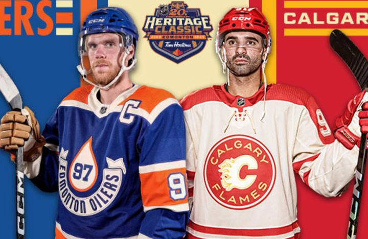 Battle of Alberta' at Heritage Classic to spotlight field design of player  illustrations, vintage uniforms