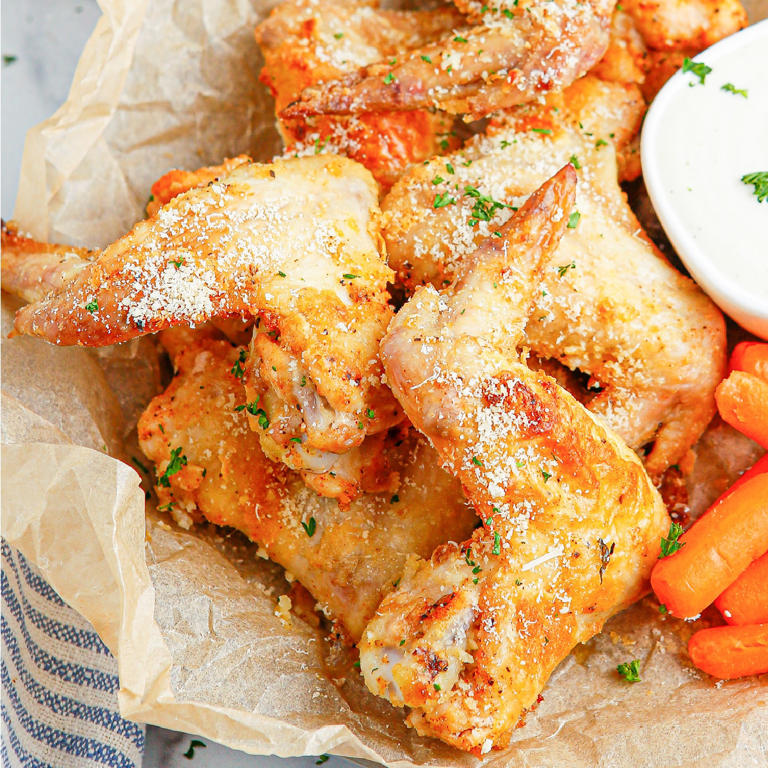Garlic Parmesan Chicken Wings (Crispy Oven Baked)