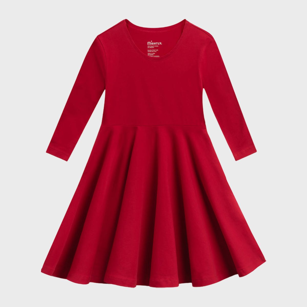 <p>Girls who love dresses will be thrilled when they receive this <a href="https://www.mightly.com/collections/girls-dresses/products/girls-dress-organic-cotton-3-4-sleeve-twirl-core-colors" rel="noopener noreferrer">twirl dress</a> from Mightly. Made from thick, organic cotton, this dress is comfortable enough for everyday wear and has a twirl factor that she'll go crazy for. It's available in sizes 2T through 14 and comes in a variety of solid colors that serve as the perfect backdrop for her favorite <a href="https://www.rd.com/list/summer-accessories-amazon/">accessories</a>.</p> <p class="listicle-page__cta-button-shop"><a class="shop-btn" href="https://www.mightly.com/collections/girls-dresses/products/girls-dress-organic-cotton-3-4-sleeve-twirl-core-colors">Shop Now</a></p>