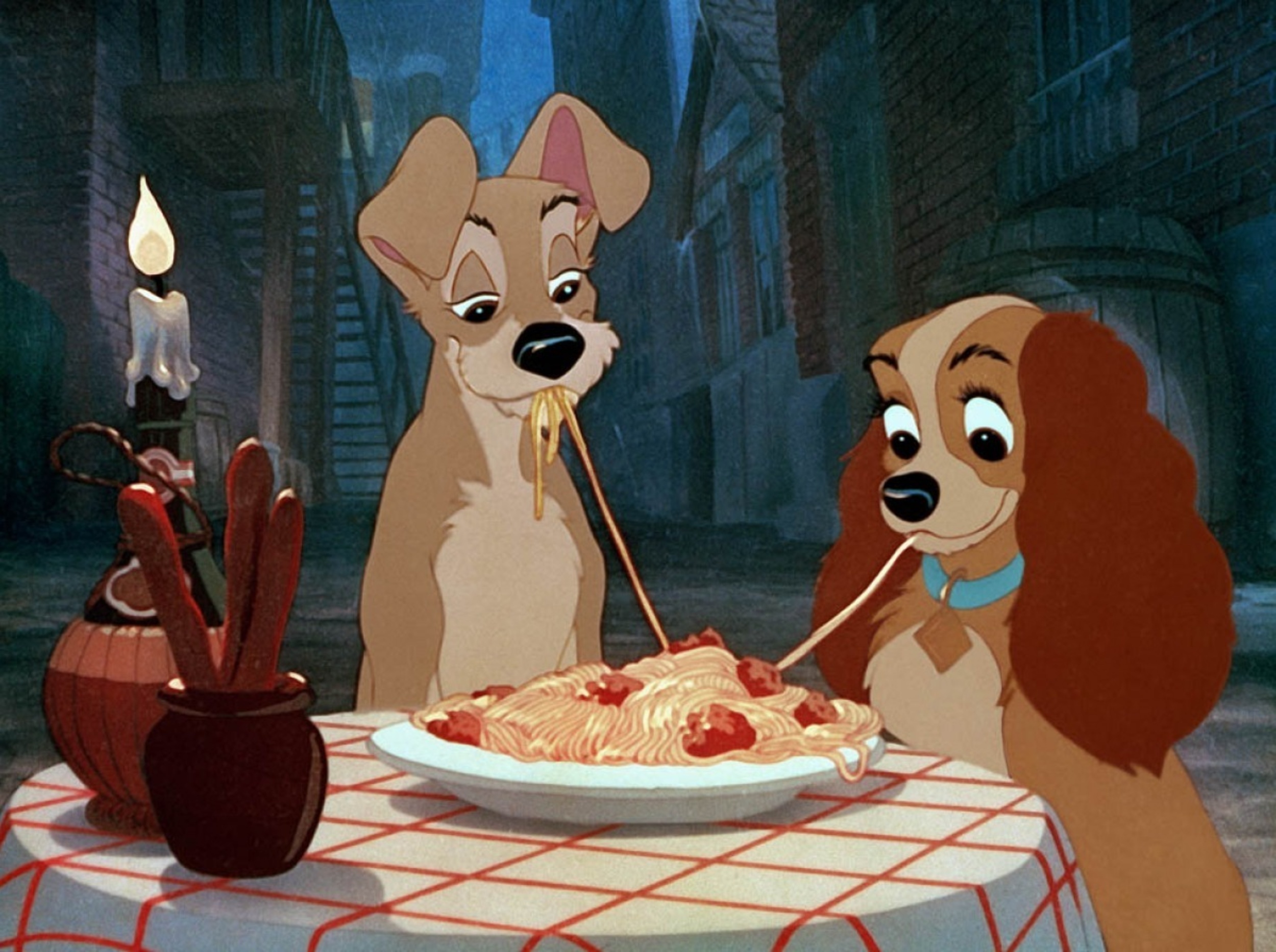<p>The quintessential animated dog movie. “Lady and the Tramp” tells a classic tale of star-crossed lovers. They just happen to be dogs. At least they got to share a famous plate of pasta.</p><p><a href='https://www.msn.com/en-us/community/channel/vid-cj9pqbr0vn9in2b6ddcd8sfgpfq6x6utp44fssrv6mc2gtybw0us'>Follow us on MSN to see more of our exclusive entertainment content.</a></p>