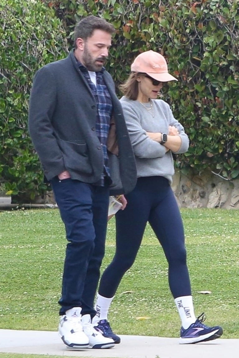 Ben Affleck and Jennifer Garner have a chat in Brentwood after attending a school event. The exes looked to be deep in conversation in May 2023. 