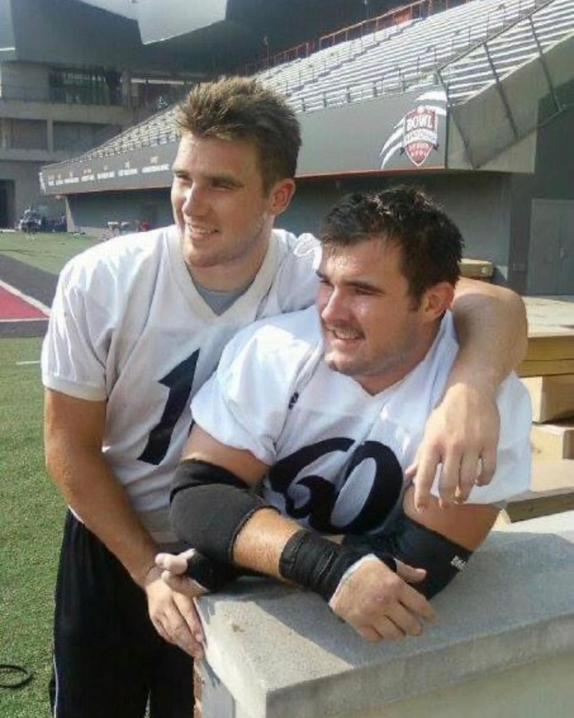 4. The house at 127 W. Nixon St. where Travis bunked with Jason and some fellow Bearcats was the scene of a lot of beer-infused shenanigans. The brothers "used to love playing Nintendo 64 for hours, smashing the controls and chugging beers at the same time," college friend and teammate Tom DeTemple told the New York Times before the 2024 Super Bowl. "They would just come up with these random drinking games while playing, and they were incredibly good at it." 5. And suffice it to say, Travis is extremely proud of being a Bearcat. "It's all about Cincinnati, baby," he told reporters before the 2023 Super Bowl, which the Chiefs got to by beating the Bengals in the AFC Championship Game. "I've always been extremely prideful of coming from the University of Cincinnati. I finally got my diploma. I try to help out as much as I can. I go back to the university when I can. I just miss being around all those players that I played with, and all the people I met along the way there that have always been in my corner throughout the ups and downs of life." And when he was down in the eyes of the NCAA, he continued, "The players, the coaches, the staff that was at the university at the time—really believed in me to be able to turn things around and do better for myself. That was huge for me at the time."