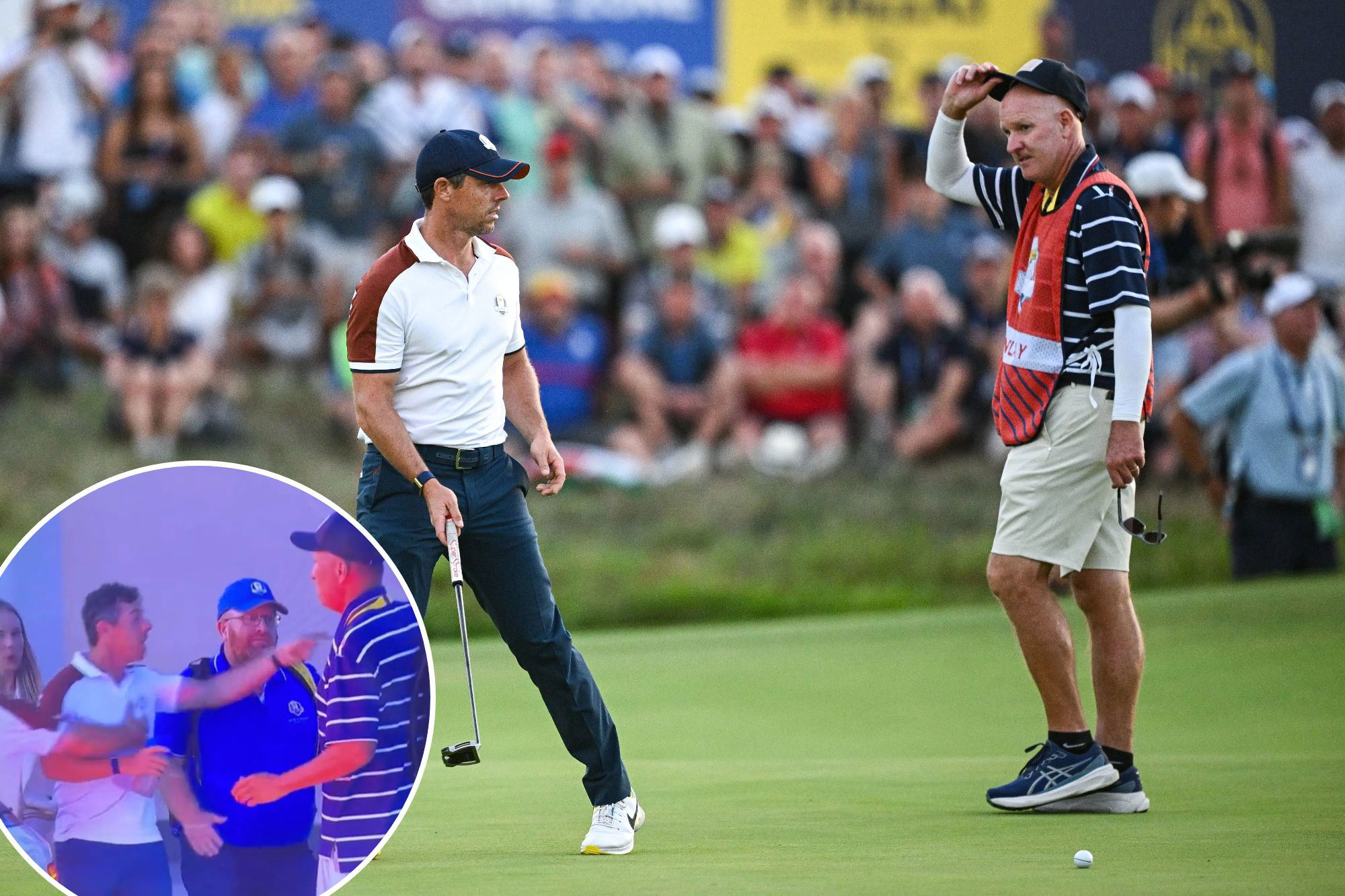 Rory McIlroy has heated outburst after Ryder Cup caddie drama