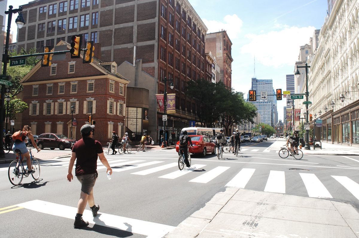 <p><strong>Walk score:</strong> 79.2</p><p>Philly is so committed to keeping pedestrians safe that its Center City district boasts the largest comprehensive pedestrian sign system in North America. The city also has more than 10,000 acres of pedestrian-friendly parks.</p>