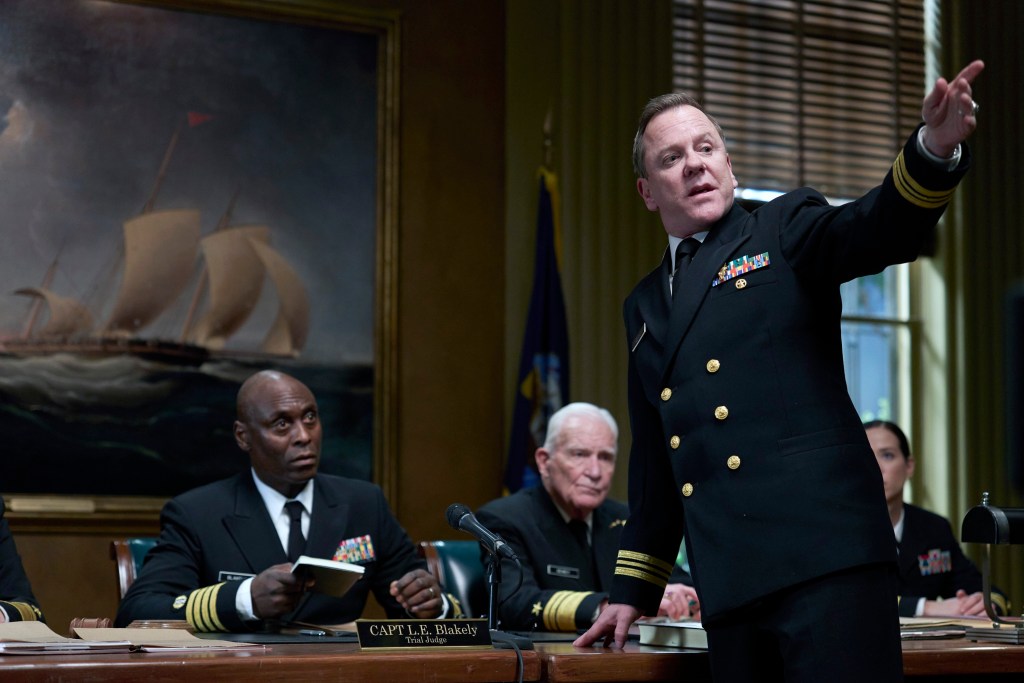 <p>William Friedkin’s final film, “The Caine Mutiny Court Martial” centers on a naval court-martial (Jason Clarke) who reluctantly agrees to defend a first officer of the Navy (Jake Lacy) after he took control of a ship from its domineering captain (Kiefer Sutherland) during a violent sea storm. The ensuing trial forces the court-martial to question whether the events aboard the ship are true or not. </p>    <p>From <a href="https://protection.greathorn.com/services/v2/lookupUrl/8a27e682-b311-4601-b720-5b73d6679880/1646/323075ea9d874315f3c24f14db58d1ca36dcbc23?domain=variety.com&path=/2023/film/reviews/the-caine-mutiny-court-martial-review-william-friedkin-kiefer-sutherland-venice-film-festival-1235714334/"><em>Variety’s </em>review</a> out of the Venice Film Festival: “It’s the definition of no frills: one set, head-on lighting, shot language and editing that walk the line between elegant and minimal. The play, which Herman Wouk originally adapted from his own 1951 novel, has been reworked by Friedkin, who transplants the setting from World War II to post-9/11 America. Yet ‘The Caine Mutiny,’ for all the tinkering, remains a warhorse of a play. And that’s both a good and a limited thing.”</p> <p><a href="https://variety.com/lists/best-movies-streaming-october-2023/">View the full Article</a></p>