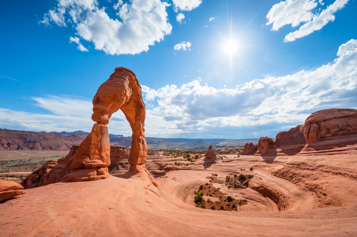 <p>You'll definitely get your steps in at <a rel="noopener noreferrer external nofollow" href="https://www.nps.gov/arch/index.htm">Arches National Park</a>, according to <strong>Dan Siegel</strong>, <a rel="noopener noreferrer external nofollow" href="https://www.halfhalftravel.com/our-story/about-us.html">travel expert</a> at Half Half Travel.</p><p>"I traveled to this national park on my own and took time to walk through what I thought were interesting hikes where I could take memorable photos," Siegel explains. "There are a bunch of short, not-too-difficult walking paths and routes within Arches, and through them all, you'll get to see famous rock formations, landscapes, and viewpoints that make this national park special."</p><p>In fact, Siegel says that his favorite way to visit this park is by walking through, adding, "It's an experience I'll never forget."<p><strong>RELATED: <a rel="noopener noreferrer external nofollow" href="https://bestlifeonline.com/news-beaches-national-parks/">The 7 Best Beaches That Are Also U.S. National Parks</a>.</strong></p></p>