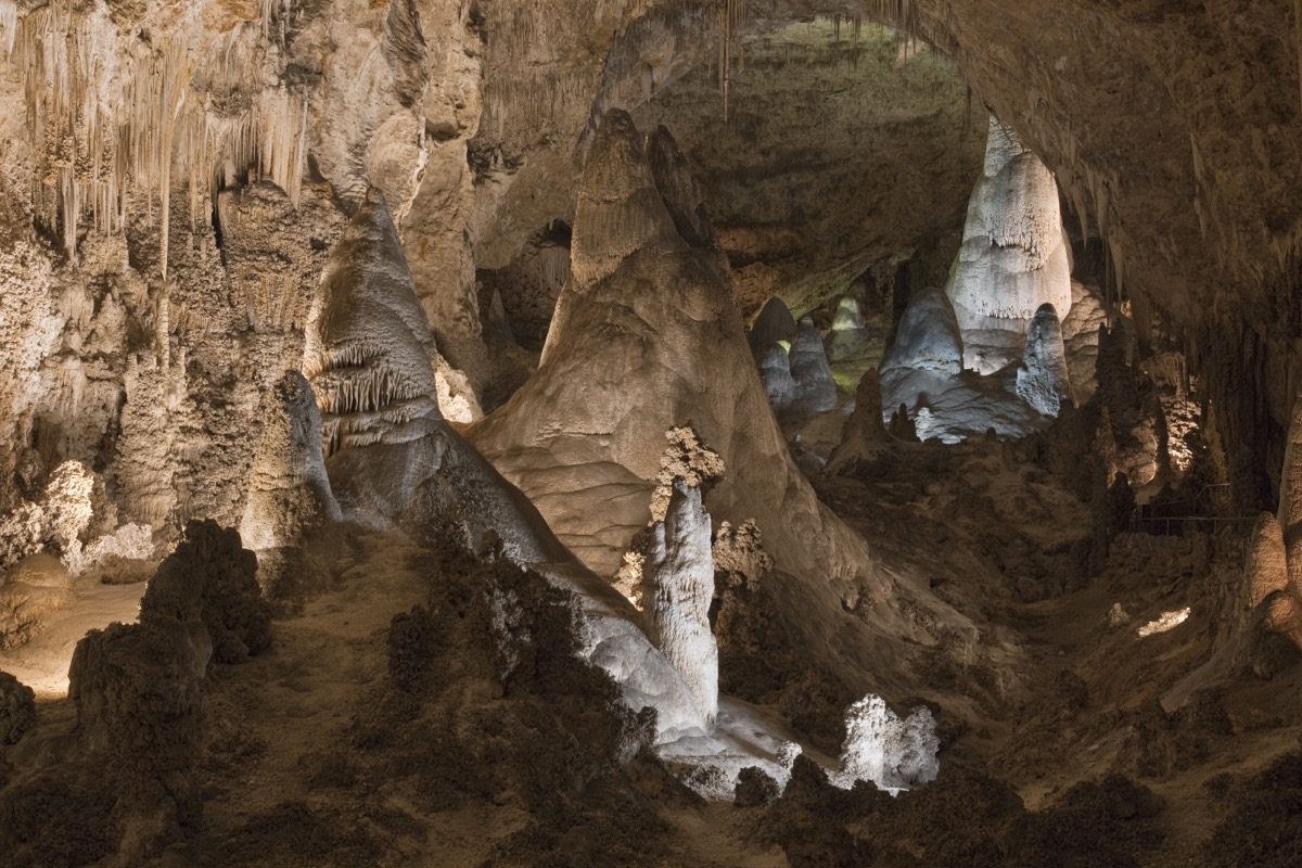 <p>The second walkable park on this list is also in New Mexico, but rather than a widespread desert landscape, this park invites you to explore ornate caves.</p><p>"Within <a rel="noopener noreferrer external nofollow" href="https://www.nps.gov/cave/index.htm">Carlsbad Caverns National Park</a>, you will hike deep underground as you discover a world of stalactites, stalagmites, soda straws, draperies, cave popcorn, and so much more than you ever imagined could exist in such an inhospitable place," <strong>Sophie</strong> <strong>Clapton</strong>, travel blogger with <a rel="noopener noreferrer external nofollow" href="https://www.wedreamoftravel.com/carlsbad-caverns-national-park/">We Dream of Travel</a>, tells <em>Best Life.</em></p><p>Clapton notes that because almost all of the park exists in an "intricate cave system," seeing it on foot is actually the only option.</p><p>"The most popular trail and one that you can do on your own is the 1.25-mile walk through 'The Twilight Zone' and into 'The Big Room,'" she explains, noting that you can also book tours of several different rooms with a park ranger as your guide, including the fan-favorite: "King's Palace Tour."</p><p>Clapton adds, "After exploring the caverns to your heart's content, you can walk back the way you came or take an elevator back to the surface; just be sure to stick around for sunset to witness the bats take flight in a spectacular murmuration that will take your breath away."<p><strong>RELATED: <a rel="noopener noreferrer external nofollow" href="https://bestlifeonline.com/national-parks-three-day-weekend-trip/">8 Best National Parks to Visit on a 3-Day Weekend</a>.</strong></p></p>