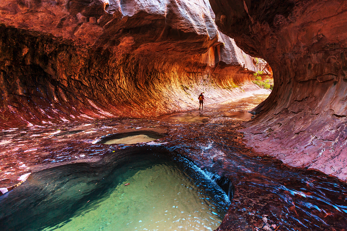 <p>If you've always wanted to explore <a rel="noopener noreferrer external nofollow" href="https://www.nps.gov/zion/index.htm">Zion National Park</a>, <strong>Adrian </strong><strong>Todd, </strong>an outdoor expert, hiking coach, and founder of the hiking website <a rel="noopener noreferrer external nofollow" href="http://greatmindsthinkhike.com/">Great Minds Think Hike</a>, recommends doing so on foot.</p><p>"There are a lot of awesome national parks in Utah that are amazing for exploring by foot such as Arches and Bryce, but I highly recommend checking out Zion National Park," Todd says. "Zion offers similar desert-type views, but is a bit different as it boasts towering red canyons, the flowing emerald-colored Virgin River, and is more lush with <a rel="noopener noreferrer external nofollow" href="https://bestlifeonline.com/national-parks-wildlife-news/">more wildlife</a>."</p><p>Todd cites some of the most popular (and unique) trails, including the Narrows and Angels Landing, but there's much more to see than just the big-name spots.</p><p>"I highly recommend checking out many of the other trails in Zion as well such as the Emerald Pools and heading up Walter's Wiggles to Scout Overlook," he says. "If you want to check out the Narrows but do not want to hike in the water, I recommend just doing the Narrows Riverside Walk, which will allow you to see most of it to the point of where you would get into the river."</p><p>As for Angels Landing, Todd says it's worth the journey—as long as you're prepared with a hiking permit and don't have a fear of heights.</p><p>"Angels Landing is a unique hike where you scramble up chunks of red rock with portions of a chain link railing," he explains.</p><p>Upon reaching the top, you'll be glad nothing is coming between you and the view: According to Todd, from there, you can get a 360-degree view of the park.<p><strong>RELATED: <a rel="noopener noreferrer external nofollow" href="https://bestlifeonline.com/reasons-visit-zion-national-park/">8 Breathtaking Reasons to Visit Zion National Park, Travel Experts Say</a>.</strong></p></p>