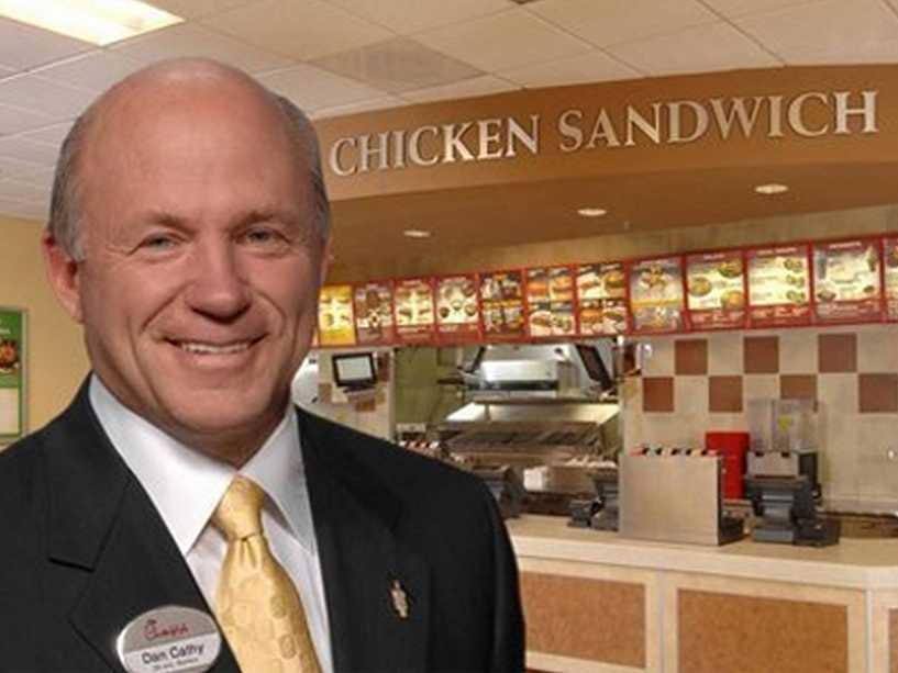 <p>Dan Cathy grew up doing odd jobs at Chick-fil-A, including scraping chewing gum from table bottoms with a butter knife.</p><p>In his spare time, Dan plays the trumpet, gardens, and landscapes.</p><p><em>Source: <a href="https://www.forbes.com/profile/dan-cathy/#438e1edb7b9d" rel="noopener">Forbes </a>and <a href="https://alumni.uga.edu/alumniawards/dan-t-cathy/#:~:text=Dan%20and%20his%20wife%20Rhonda,vice%20president%20of%20DTC%20Enterprises." rel="noopener">UGA Alumni</a></em></p>