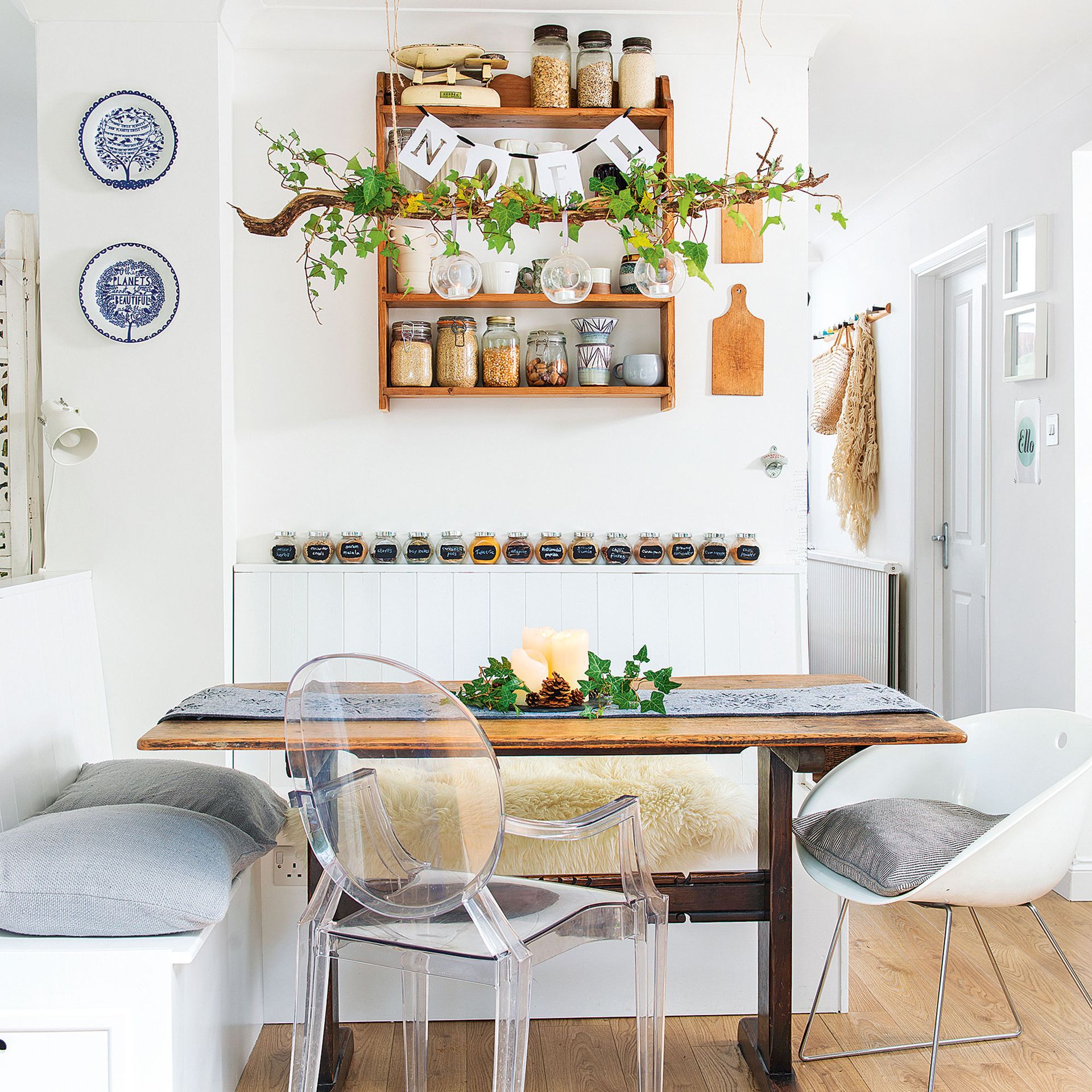 <p>                     Country homes often have quirky, slightly uneven rooms, so can require a little more planning than a modern house. Rather trying to squeeze in all of your country kitchen ideas, make the most of the space that you do have.                   </p>                                      <p>                     Think creatively - instead of a large farmhouse kitchen table, perhaps you can squeeze in petite corner banquette seating instead. Bespoke is an ideal way to go if you have the budget, as you'll be able to utilise every nook and cranny.                   </p>