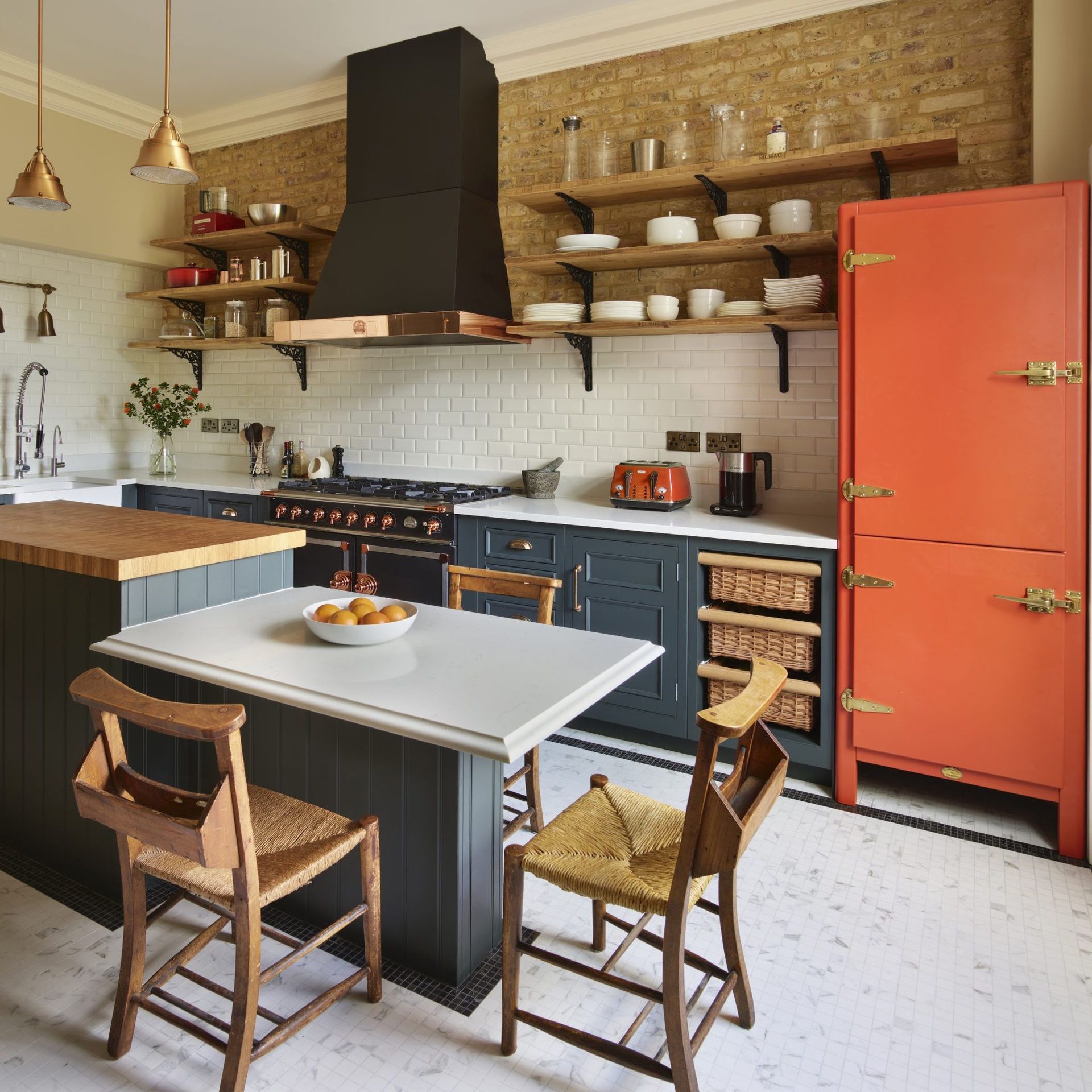 <p>                     ‘We’re anticipating braver colours in the kitchen this year, particularly ocean blues, botanical greens and zesty oranges,’ says Melissa from Harvey Jones.                   </p>                                      <p>                     You may be cautious about experimenting with bright kitchen paint, however. If that's the case for you then try incorporating pops of colour into otherwise neutral schemes.                   </p>                                      <p>                     ‘In a country kitchen, use a neutral base of charcoal, white or natural wood to stop bold shades overpowering,' advises Melissa. 'Balancing strong colour with more restful materials is the secret to a liveable kitchen that will last beyond trends.’                   </p>