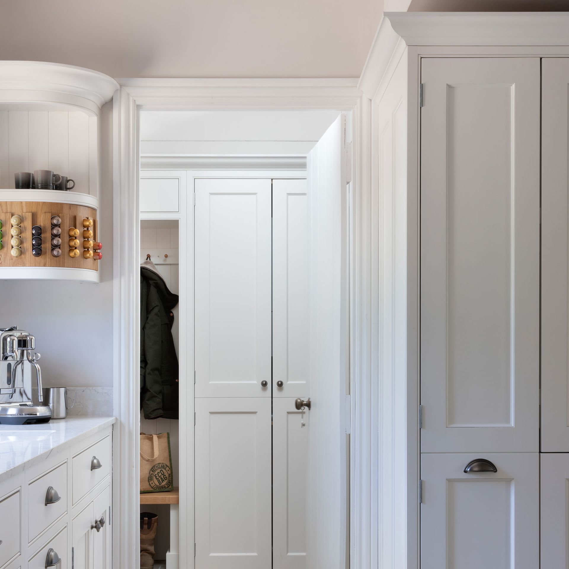 <p>                     'Often in country-style kitchens, we add additional living spaces such as boot rooms, walk-in pantries and utility rooms,' says Keith Myers, Designer, The Myers Touch. 'These can match or contrast to the style in the main country kitchen to ensure the space remains clutter-free, clean and fully functional.                   </p>                                      <p>                     Boot and utility rooms go hand in hand with country kitchen decor. After all, if you were living the full country life experience you'd need somewhere to dump your muddy wellies, get the lead off your pup and bring freshly cut flowers from the garden. That's our dream, anyway!                   </p>