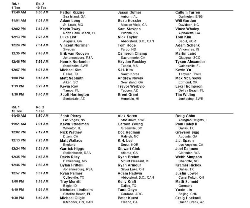 Tee times for Lexi and field at Shriners Children's Open