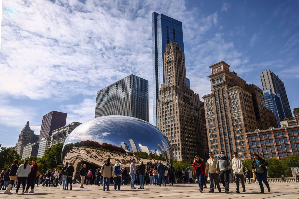 <p>How cool is this photo of Anish Kapoor’s mirrored sculpture Cloud Gate (aka The Bean) front of part of the Chicago skyline? Nicknamed the “Windy City,” <a href="https://www.housebeautiful.com/design-inspiration/home-makeovers/a44568012/house-beautiful-whole-home-2023/">Chicago</a> is home to the Willis Tower, once upon a time called the Sears Tower. The soaring 1,451-foot skyscraper was built in the 1970s and held the title of the tallest building in the world for almost 25 years.</p>