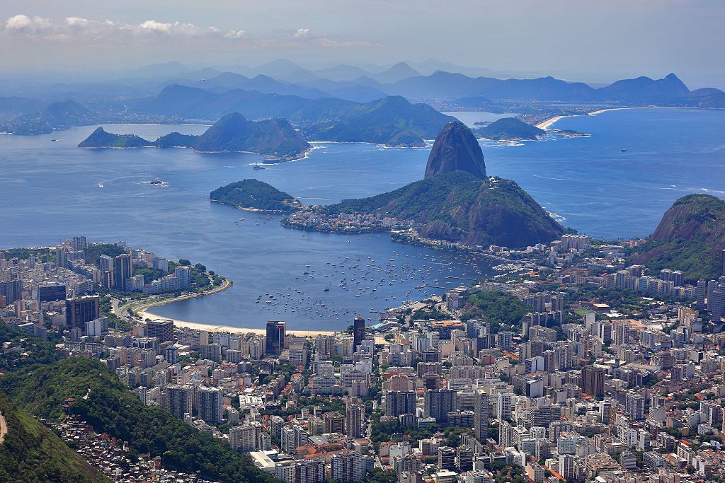 <p>Brazil’s Rio De Janeiro skyline and the nearby Atlantic Ocean converge in this gorgeous shot.</p>