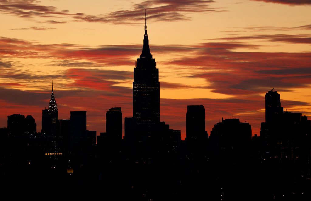 <p>The New York City skyline is filled with many famous skyscrapers, such as the Empire State Building and the Chrysler Building, both of which can be seen here at sunrise. However, neither of these are the city’s tallest building—that title goes to One World Trade Center in Manhattan’s Financial District.</p>