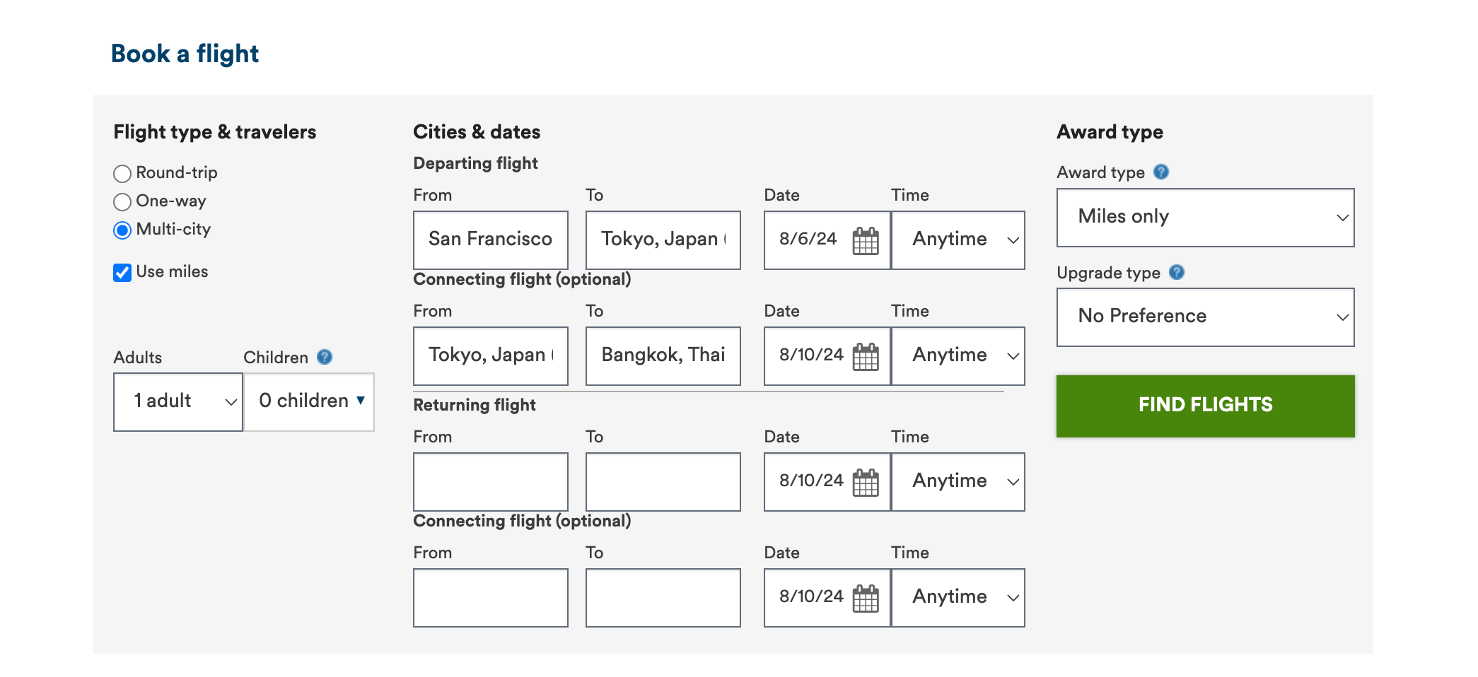 Types of Flights. Upgraded Type.