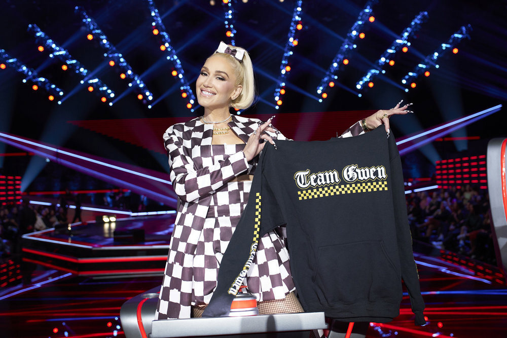 Gwen Stefani Dons Checkerboard Print Miniskirt And Dramatic Coat Inspired By Gxve Beauty On ‘the