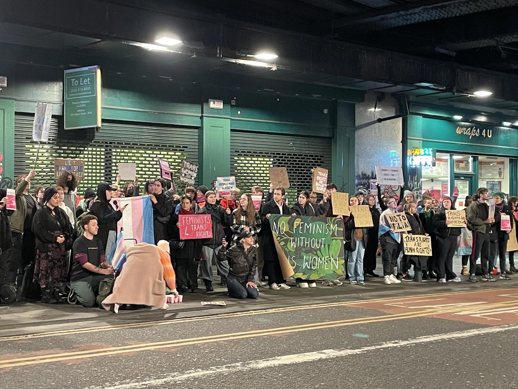 Trans activists stage protest outside FiLiA feminist conference in Glasgow