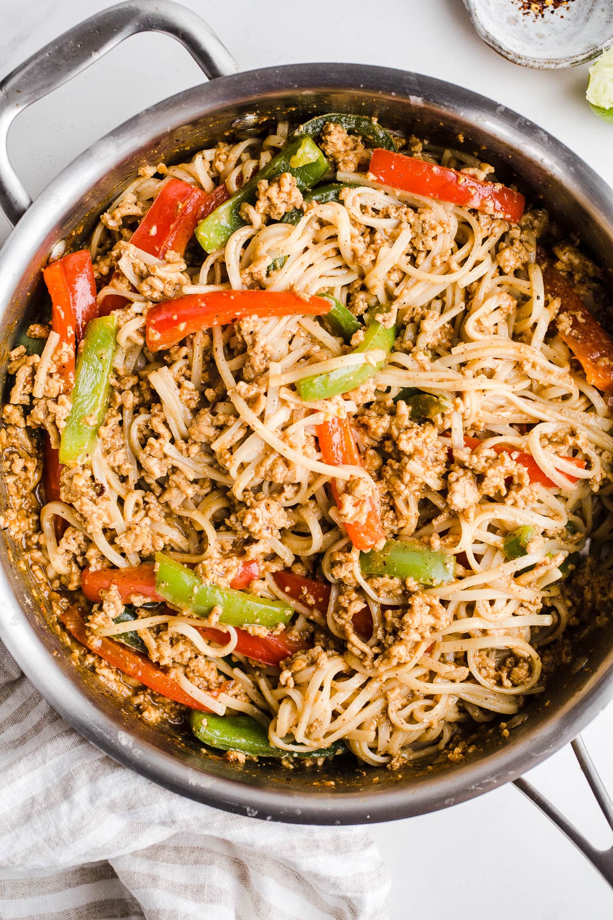 Ground Chicken Stir Fry with Rice Noodles (GlutenFree)