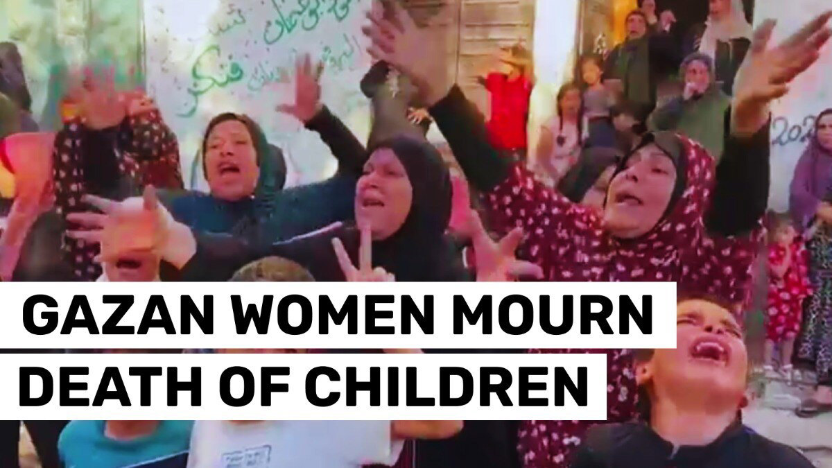 Gazan women mourn after Israeli strike turns home into crater