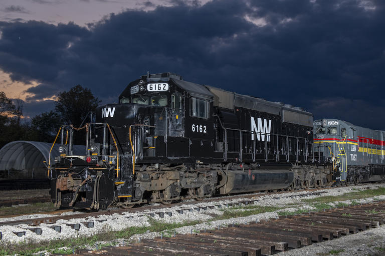Repainted Norfolk & Western SD40-2 diesel No. 6162 at “The Yard” of the Kentucky Steam Heritage Corp., in October 2023. Casey Thomason