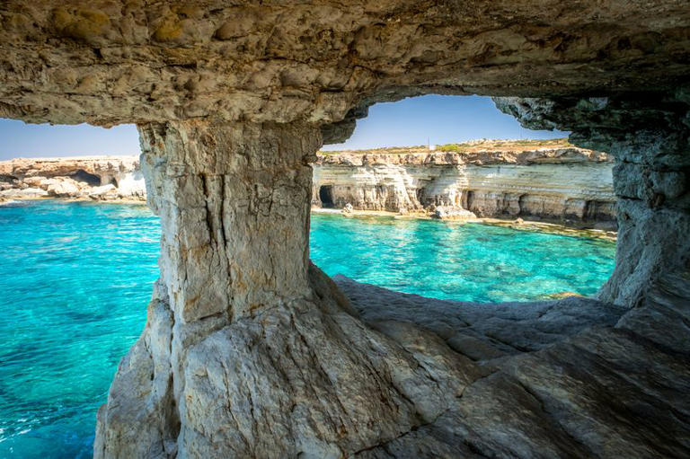 Cyprus sea caves in Cape Greko national park near Ayia Napa and Protaras