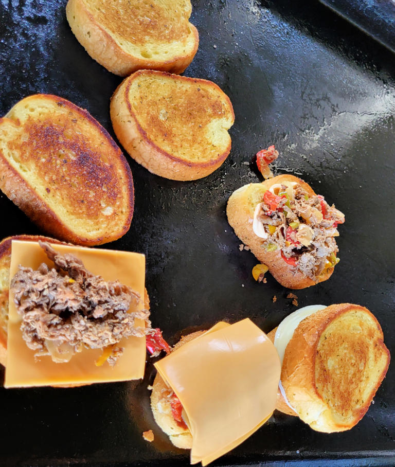 Blackstone Philly Cheesesteak Grilled Cheese Sandwiches!!