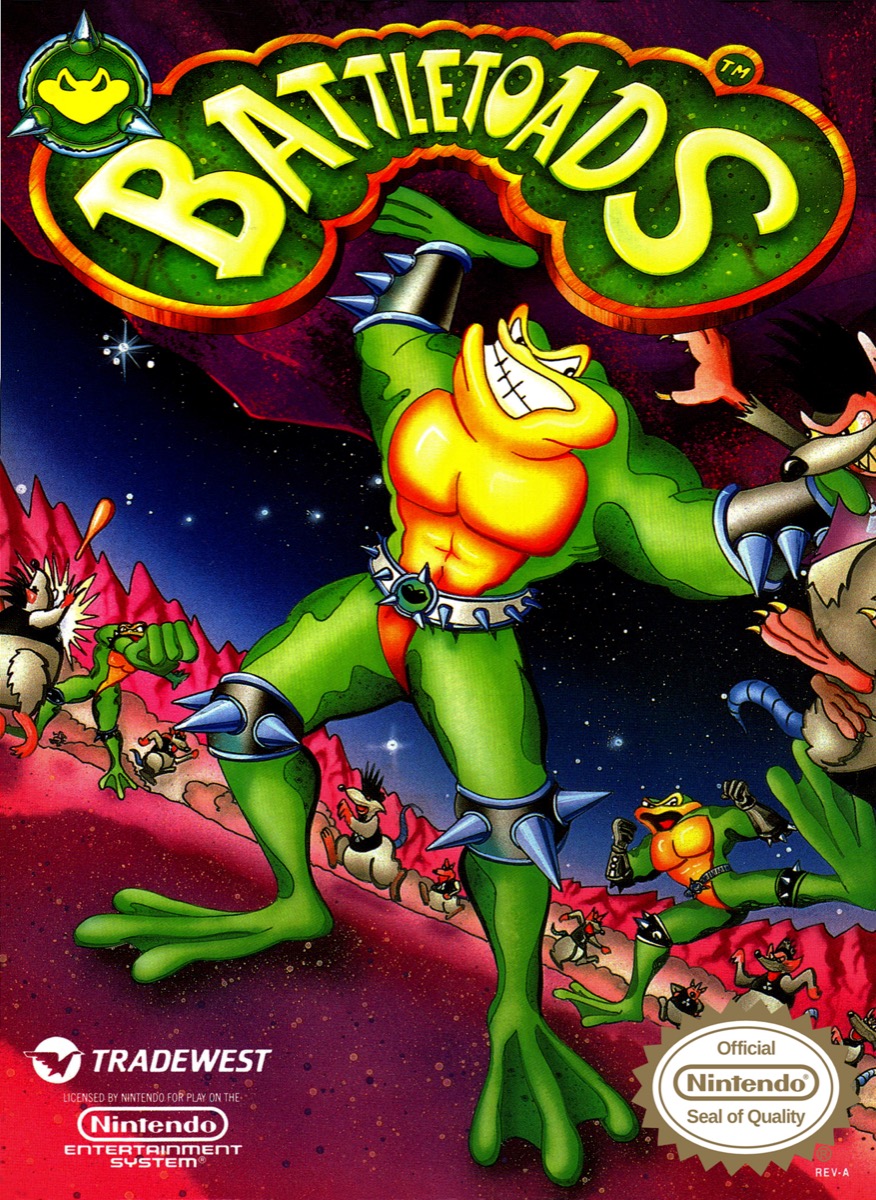 <p>The <em>Battletoads</em> were a ripoff of the Ninja Turtles, so it only seems appropriate that their Nintendo game would feature a similarly impossible level. In this case it was level 3, "Turbo Tunnel," in which you control one of the 'toads while racing through an obstacle-littered landscape on a hoverboard. The timing required to dodge and jump past everything that will kill you is so precise, you can only get through it by playing it through hundreds of times to develop your muscle memory. Sure, <a rel="noopener noreferrer external nofollow" href="https://gamerant.com/battletoads-beat-blindfolded/">some guy eventually did it blindfolded</a>, but to a kid in the '90s, even making it 30 seconds felt like an impossible feat.<p><strong>RELATED: <a rel="noopener noreferrer external nofollow" href="https://bestlifeonline.com/saturday-morning-cartoons-not-streaming/">6 Classic Saturday Morning Cartoons You Can't Watch Anywhere Now</a>.</strong></p></p>