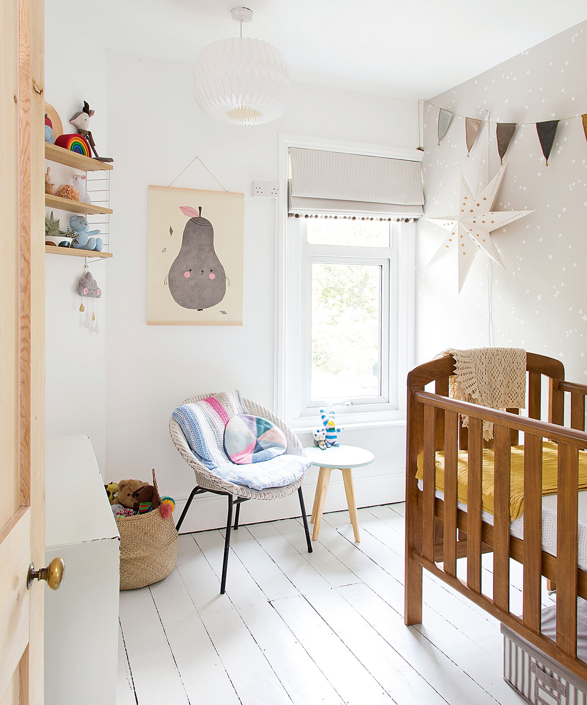 <p>                     ‘Reimagine your children’s nursery into a space they could only dream of with wallpaper or a mural,’ says Tarnowski. ‘Be brave with your choice of color and pattern and create a bedroom that the kids can’t wait to play and sleep in.’                   </p>                                      <p>                     You can either choose children’s bedroom wallpapers that build up a whole muralistic scene, or create a theme with a simple painted design, like the star-studded wall in this nursery.                   </p>                                      <p>                     ‘Murals are a great way to add interest to more neutral nursery schemes, and there are numerous ideas, from characterful crayons to cute animals,’ says Charlotte Cosby, head of creative at Farrow & Ball.                   </p>                                      <p>                     ‘If a mural sounds a bit daunting, start with something easy to execute such, as a mountainscape where the help of masking tape comes to the rescue.’                   </p>