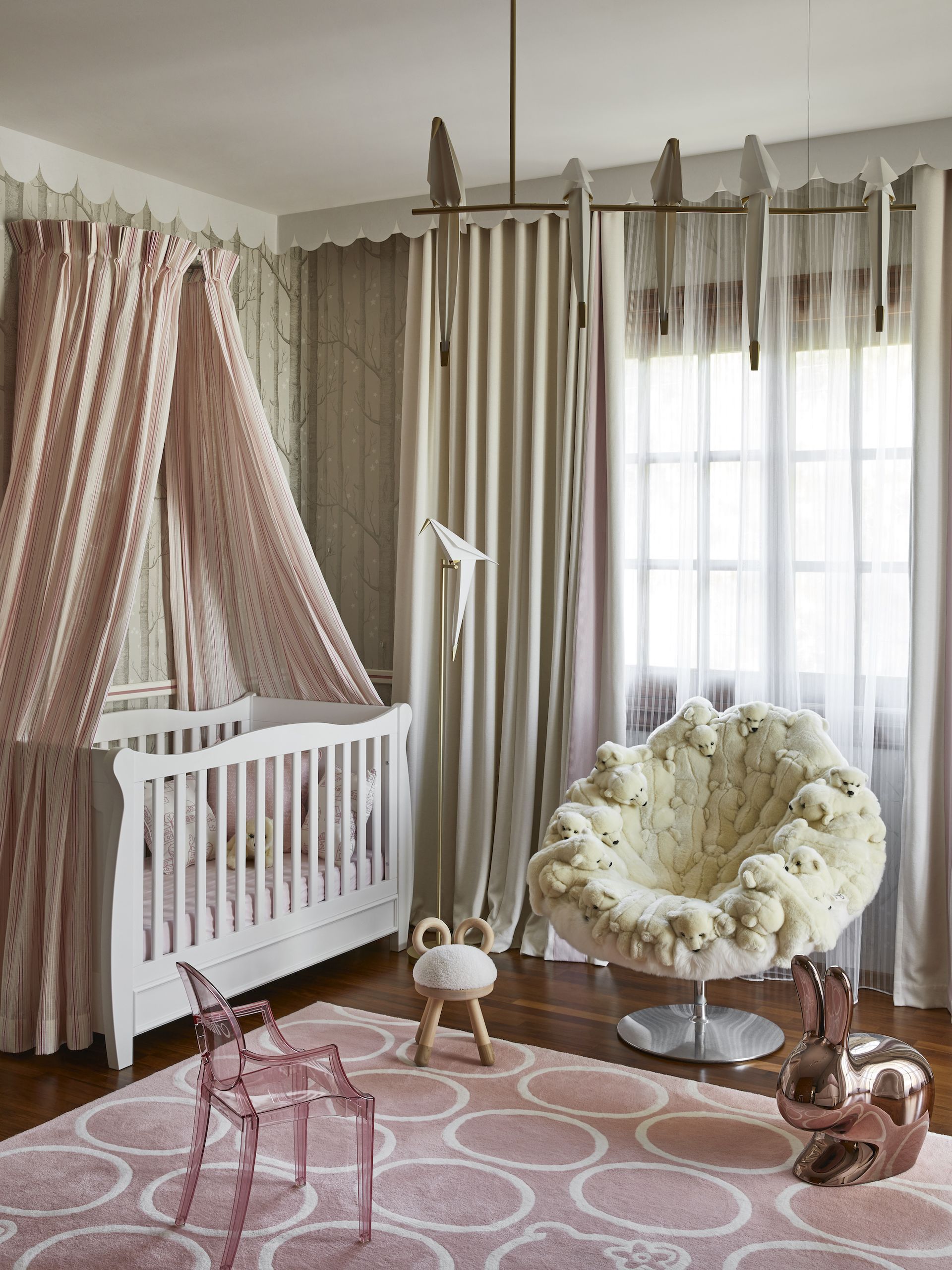 <p>                     'For this project, I specifically focused on the children’s rooms where I customized and adapted every element and detail to suit both the boy and girl,' says Stèphanie Coutas, interior designer and founder of Stèphanie Coutas. 'The bedroom is a separate universe that belongs to the child; creating a dreamlike and adaptable space where the imagination has room to grow is really important.'                   </p>                                      <p>                     'For both the children’s rooms we used pastel colors to create a fun and gentle atmosphere. Rather than carpets, we used rugs to provide comfort and softness while also giving a decorative touch. Of course, it is important to adapt this and to choose materials that are anti-allergic, resistant, and easy to maintain, and that are suitable for children.'                   </p>